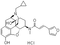 CAS # 152658-17-8, Nalfurafine hydrochloride, 17-Cyclopropylmethyl-3,14beta-dihydroxy-4,5alpha-epoxy-6beta-[N-methyl-trans-3-(3-furyl)acrylamido]morphinan hydrochloride, Remitch, TRK 820
