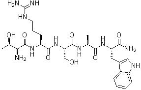 CAS # 155918-12-0, L-Threonyl-L-arginyl-L-seryl-L-alanyl-L-tryptophanamide, 107-111-Human parathyroid hormone-related protein amide, Human PTHrP(107-111) amide, Human osteostatin(1-5) amide