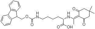 structure of CAS# 156648-40-7, N-1-(4,4-Dimethyl-2,6-dioxocyclohex-1-ylidene)ethyl-N'-Fmoc-L-lysine