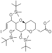 CAS # 157322-83-3, (12E)-3,7:6,10-Dianhydro-2,4,5,12,13-pentadeoxy-8,9,11-tris-O-[(1,1-dimethylethyl)dimethylsilyl]-13-iodo-L-arabino-D-allo-tridec-12-enonic acid methyl ester