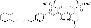 CAS # 15792-43-5, Acid Red 138, Disodium 5-(acetylamino)-3-[(4-dodecylphenyl)azo]-4-hydroxynaphthalene-2,7-disulphonate