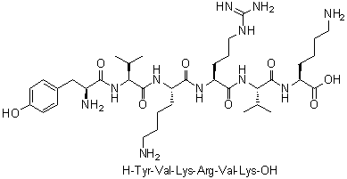 L-酪氨酰-L-缬氨酰-L-赖氨酰-L-精氨酰-L-缬氨酰-L-赖氨酸分子结构 (CAS 158475-15-1)
