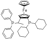 structure of CAS# 158923-09-2, [(R)-1-[(Sp)-2-(Dicyclohexylphosphino)ferrocenyl]ethyl]diphenylphosphine