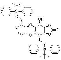 CAS # 159494-36-7, 1,5-Anhydro-4-O-[3,4-O-carbonyl-6-O-[(1,1-dimethylethyl)diphenylsilyl]-beta-D-galactopyranosyl]-2-deoxy-6-O-[(1,1-dimethylethyl)diphenylsilyl]-D-arabino-hex-1-enitol