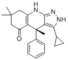 structure of CAS# 1597439-87-6, (4S)-3-环丙基-4,7,7-三甲基-4-苯基-2,6,8,9-四氢吡唑并[3,4-b]喹啉-5-酮