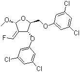 甲基-2-脱氧-3,5-二-O-(3,5-二氯苯基)-2-(氟亚甲基)-alpha-D-赤式戊呋喃糖苷分子结构 (CAS 159944-91-9)