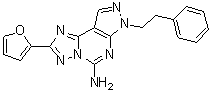 structure of CAS# 160098-96-4, 2-(2-Furanyl)-7-(2-phenylethyl)-7H-pyrazolo[4,3-e][1,2,4]triazolo[1,5-c]pyrimidin-5-amine