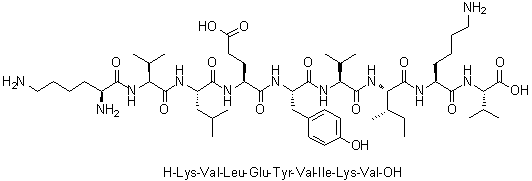 CAS # 160213-30-9, L-Lysyl-L-valyl-L-leucyl-L-alpha-glutamyl-L-tyrosyl-L-valyl-L-isoleucyl-L-lysyl-L-valine