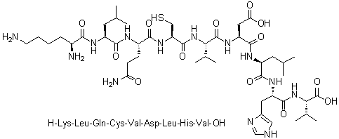 CAS # 160214-78-8, L-Lysyl-L-leucyl-L-glutaminyl-L-cysteinyl-L-valyl-L-alpha-aspartyl-L-leucyl-L-histidyl-L-valine