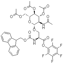 CAS # 160410-57-1, N-[(9H-Fluoren-9-ylmethoxy)carbonyl]-O-[3,4,6-tri-O-acetyl-2-(acetylamino)-2-deoxy-beta-D-glucopyranosyl]-L-serine pentafluorophenyl ester