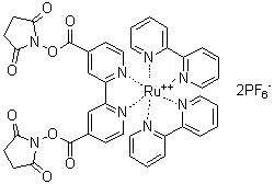 CAS 登录号：160525-49-5, (OC-6-22)-二(2,2'-联吡啶-N,N')[1,1'-[[2,2'-联吡啶]-4,4'-二基二(羰基氧基)]二[2,5-吡咯烷二酮]]-钌二[六氟磷酸盐]
