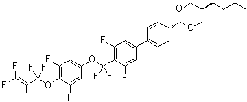 trans-5-Butyl-2-[4'-[[3,5-difluoro-4-[(1,1,2,3,3-pentafluoro-2-propen-1-yl)oxy]phenoxy]difluoromethyl]-3',5'-difluoro[1,1'-biphenyl]-4-yl]-1,3-dioxane molecular structure (CAS 1609652-65-4)