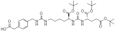 12-(4-((9S,13S)-9,13-Bis(tert-butoxycarbonyl)-18,18-dimethyl-3,11,16-trioxo-17-oxa-2,4,10,12-tetraazanonadecyl)phenyl)acetic acid molecular structure (CAS 1610413-97-2)