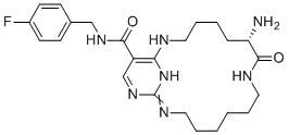 CAS # 1612782-86-1, (7S)-7-Amino-N-[(4-fluorophenyl)methyl]-8-oxo-2,9,16,18,21-pentaazabicyclo[15.3.1]heneicosa-1(21),17,19-triene-20-carboxamide