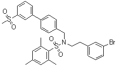 structure of CAS# 1613028-81-1, N-[2-(3-Bromophenyl)ethyl]-2,4,6-trimethyl-N-[[3'-(methylsulfonyl)[1,1'-biphenyl]-4-yl]methyl]benzenesulfonamide