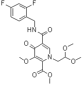 structure of CAS# 1616340-68-1, 5-[[[(2,4-二氟苯基)甲基]氨基]羰基]-1-(2,2-二甲氧基乙基)-1,4-二氢-3-甲氧基-4-氧代-2-吡啶羧酸甲酯