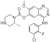 CAS 登录号：1626387-96-9, (2R)-2-甲基-1-哌嗪羧酸 4-[(3-氯-2-氟苯基)氨基]-7-甲氧基-6-喹唑啉基酯