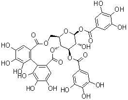 CAS # 1630724-71-8, 1,3-Di-O-galloyl-4,6-hexahydroxydiphenoyl-beta-4C1-glucopyranose, beta-D-Glucopyranose cyclic 4,6-(4,4',5,5',6,6'-hexahydroxy[1,1'-biphenyl]-2,2'-dicarboxylate) 1,3-bis(3,4,5-trihydroxybenzoate)