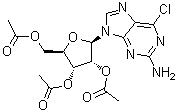 structure of CAS# 16321-99-6, 2-Amino-6-chloro-9-(2',3',5'-tri-O-acetyl-beta-D-ribofuranosyl)purine