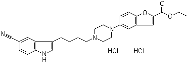 structure of CAS# 163521-09-3, 5-[4-[4-(5-Cyano-1H-indol-3-yl)butyl]-1-piperazinyl]-2-benzofurancarboxylic acid ethyl ester hydrochloride