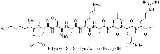 CAS # 164031-33-8, L-Lysyl-L-glutaminyl-L-seryl-L-seryl-L-lysyl-L-alanyl-L-leucyl-L-glutaminyl-L-arginine