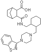 CAS # 1644295-07-7, 3-[[[[2-[[4-(1,2-Benzisothiazol-3-yl)-1-piperazinyl]methyl]cyclohexyl]methyl]amino]carbonyl]-bicyclo[2.2.1]heptane-2-carboxylic acid