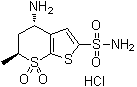 structure of CAS# 164455-27-0, (4S,6S)-4-Amino-5,6-dihydro-6-methyl-4H-thieno[2,3-b]thiopyran-2-sulfonamide 7,7-dioxide monohydrochloride