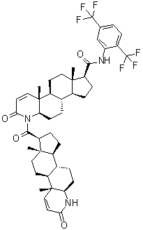 CAS # 1648593-70-7, (4aR,4bS,6aS,7S,9aS,9bS,11aR)-N-[2,5-Bis(trifluoromethyl)phenyl]-2,4a,4b,5,6,6a,7,8,9,9a,9b,10,11,11a-tetradecahydro-4a,6a-dimethyl-2-oxo-1-[[(4aR,4bS,6aS,7S,9aS,9bS,11aR)-2,4a,4b,5,6,6a,7,8,9,9a,9b,10,11,11a-tetradecahydro-4a,6a-dimethyl-2-oxo-1H-indeno[5,4-f]quinolin-7-yl]carbonyl]-1H-indeno[5,4-f]quinoline-7-carboxamide