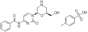 (2R-cis)-N-[1,2-Dihydro-1-[6-(hydroxymethyl)-2-morpholinyl]-2-oxo-4-pyrimidinyl]benzamide mono(4-methylbenzenesulfonate) (salt) molecular structure (CAS 166239-52-7)