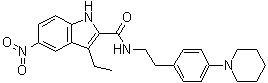 CAS 登录号：1663564-66-6, 3-乙基-5-硝基-N-[2-[4-(1-哌啶基)苯基]乙基]-1H-吲哚-2-甲酰胺
