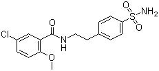 structure of CAS# 16673-34-0, 4-(2-(5-Chloro-2-methoxybenzamido)ethyl)benzenesulfamide