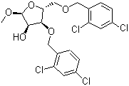 CAS # 168427-35-8, 1-Methyl-3,5-bis-O-(2,4-dichlorobenzyl)-alpha-D-ribofuranoside