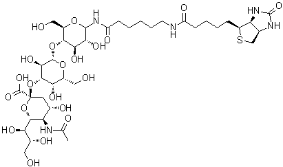 CAS 登录号：168636-53-1, [3aS-(3aalpha,4beta,6aalpha)]-N-[6-[[O-(N-乙酰基-alpha-神经胺酸基)-(2→3)-O-beta-D-吡喃半乳糖基-(1→4)-D-吡喃葡萄糖基]氨基]-6-氧代己基]六氢-2-氧代-1H-噻吩并[3,4-d]咪唑-4-戊酰胺