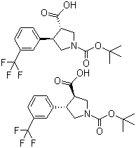 trans-4-[3-(Trifluoromethyl)phenyl]-1,3-pyrrolidinedicarboxylic acid 1-tert-butyl ester molecular structure (CAS 169248-97-9)
