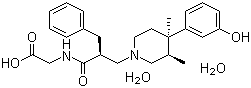 CAS # 170098-38-1, Alvimopan dihydrate, N-[(2S)-2-[[(3R,4R)-4-(3-Hydroxyphenyl)-3,4-dimethyl-1-piperidinyl]methyl]-1-oxo-3-phenylpropyl]glycine dihydrate