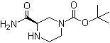structure of CAS# 170164-46-2, (R)-3-(Aminocarbonyl)-1-piperazinecarboxylic acid 1,1-dimethylethyl ester
