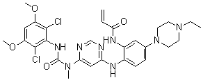 N-[2-[[6-[[[(2,6-Dichloro-3,5-dimethoxyphenyl)amino]carbonyl]methylamino]-4-pyrimidinyl]amino]-5-(4-ethyl-1-piperazinyl)phenyl]-2-propenamide molecular structure (CAS 1702259-66-2)