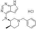 CAS # 1702274-61-0, N-Methyl-N-[(3R,4R)-4-methyl-1-(phenylmethyl)-3-piperidinyl]-7H-pyrrolo[2,3-d]pyrimidin-4-amine hydrochloride (1:?)
