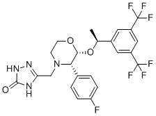 3-((3,5-bis(trifluoromethyl)phenethoxy)(4-fluorophenyl)(morpholino)methyl)-1H-1,2,4-triazol-5(4H)-one molecular structure (CAS 170902-81-5)
