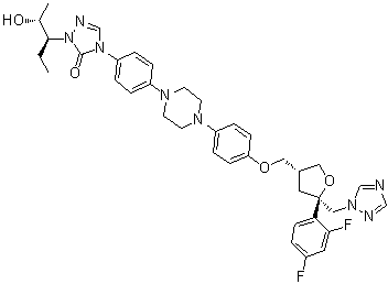 CAS # 171228-51-6, 2,5-Anhydro-1,3,4-trideoxy-2-C-(2,4-difluorophenyl)-4-[[4-[4-[4-[1-[(1S,2R)-1-ethyl-2-hydroxypropyl]-1,5-dihydro-5-oxo-4H-1,2,4-triazol-4-yl]phenyl]-1-piperazinyl]phenoxy]methyl]-1-(1H-1,2,4-triazol-1-yl)-D-threo-pentitol