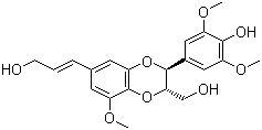 CAS 登录号：171674-89-8, Nitidanin, (2R,3R)-rel-2,3-二氢-3-(4-羟基-3,5-二甲氧基苯基)-6-[(1E)-3-羟基-1-丙烯-1-基]-8-甲氧基-1,4-苯并二噁烷-2-甲醇