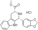 cis-(1R,3R)-1,2,3,4-Tetrahydro-1-(3,4-methylenedioxyphenyl)-9H-pyrido[3,4-b]indole-3-carboxylic acid methyl ester hydrochloride molecular structure (CAS 171752-68-4)
