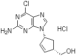 structure of CAS# 172015-79-1, (1S,4R)-4-(2-Amino-6-chloro-9H-purin-9-yl)-2-cyclopentene-1-methanol hydrochloride