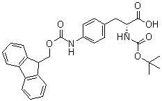 structure of CAS# 173054-11-0, N-[(1,1-Dimethylethoxy)carbonyl]-4-[[(9H-fluoren-9-ylmethoxy)carbonyl]amino]-D-phenylalanine