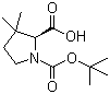structure of CAS# 174060-98-1, (S)-N-Boc-3,3-dimethylpyrrolidine-2-carboxylic acid