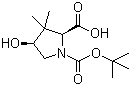 CAS # 174060-99-2, (2S,4S)-N-Boc-4-hydroxy-3,3-dimethylpyrrolidine-2-carboxylic acid, (2S,4S)-1-(tert-Butoxycarbonyl)-4-hydroxy-3,3-dimethylpyrrolidine-2-carboxylic acid, (2S,4S)-4-Hydroxy-3,3-dimethyl-1,2-pyrrolidinedicarboxylic acid 1-(1,1-dimethylethyl) ester