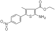structure of CAS# 174072-89-0, 2-Amino-4-methyl-5-(4-nitrophenyl)-3-thiophenecarboxylic acid ethyl ester