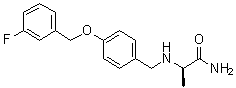CAS # 174756-44-6, (2R)-2-[[[4-[(3-Fluorophenyl)methoxy]phenyl]methyl]amino]propanamide, (R)-2-[[4-[(3-Fluorobenzyl)oxy]benzyl]amino]propanamide, FCE 28073