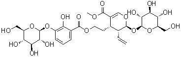 CAS 登录号：176182-06-2, (2S,3R,4S)-3-乙烯基-2-(beta-D-吡喃葡萄糖基氧基)-4-[2-[[3-(beta-D-吡喃葡萄糖基氧基)-2-羟基苯甲酰基]氧基]乙基]-3,4-二氢-2H-吡喃-5-羧酸甲酯