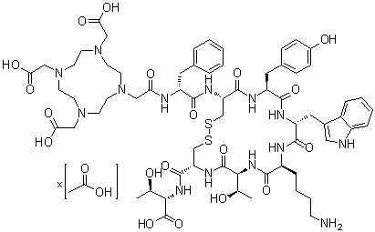 CAS 登录号：177943-89-4, N-[[4,7,10-三(羧甲基)-1,4,7,10-四氮杂环十二碳-1-基]乙酰基]-D-苯丙氨酰-L-半胱氨酰-L-酪氨酰-D-色氨酰-L-赖氨酰-L-苏氨酰-L-半胱氨酰-L-苏氨酸环(2→7)-二硫醚乙酸盐